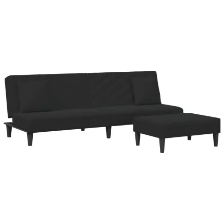 Ensemble de canapés 2 pcs avec coussins noir velours 2