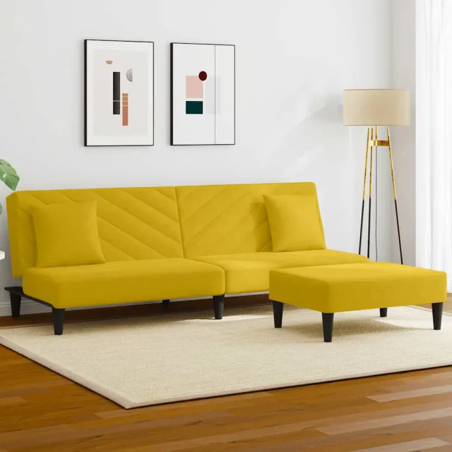 Ensemble de canapés 2 pcs avec coussins jaune velours