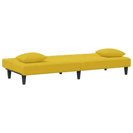 Ensemble de canapés 2 pcs avec coussins jaune velours