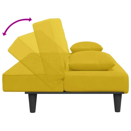 Ensemble de canapés 2 pcs avec coussins jaune velours