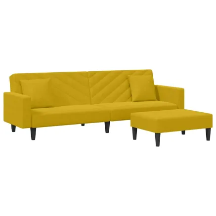 Ensemble de canapés 2 pcs avec coussins jaune velours 2