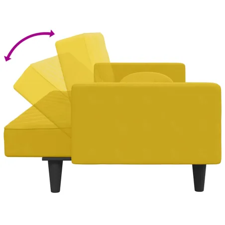 Ensemble de canapés 2 pcs avec coussins jaune velours