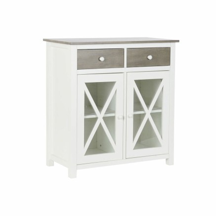 Cassettiera DKD Home Decor Bianco Grigio Cristallo Pioppo Cottage 80 x