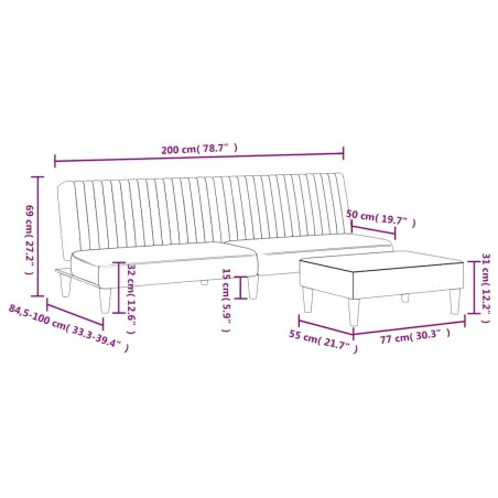 Ensemble de canapés 2 pcs vert foncé velours