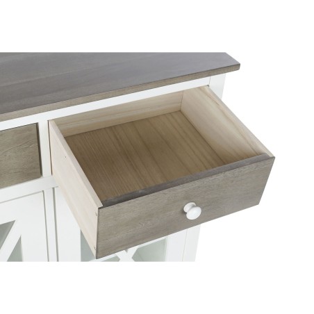 Caisson à Tiroirs DKD Home Decor Blanc Gris Verre Peuplier Cottage 80