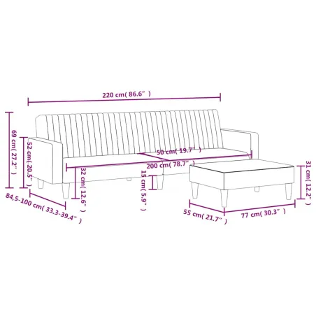 Ensemble de canapés 2 pcs vert foncé velours