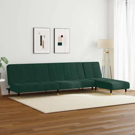 Ensemble de canapés 2 pcs vert foncé velours