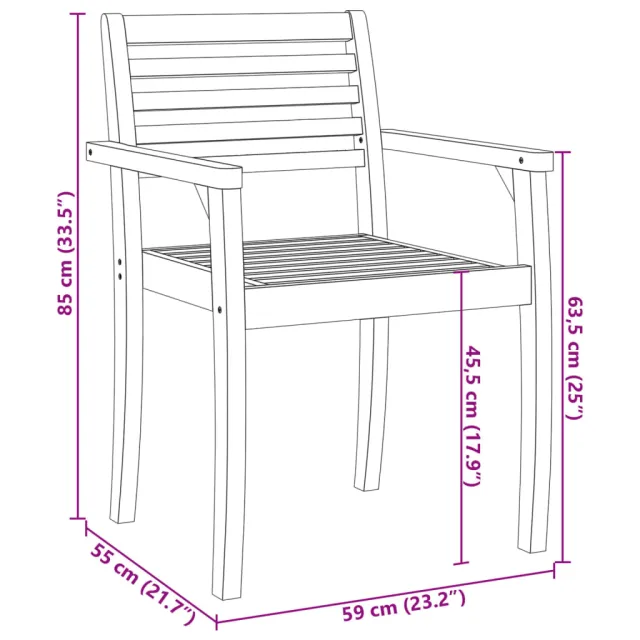 Chaises de jardin lot de 4 59x55x85 bois massif d'acacia