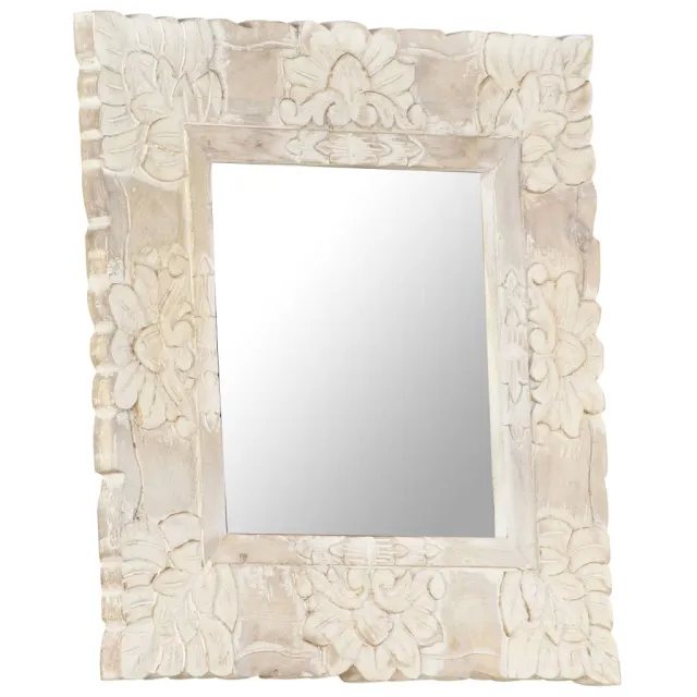 Miroir Blanc 50x50 cm Bois de manguier massif