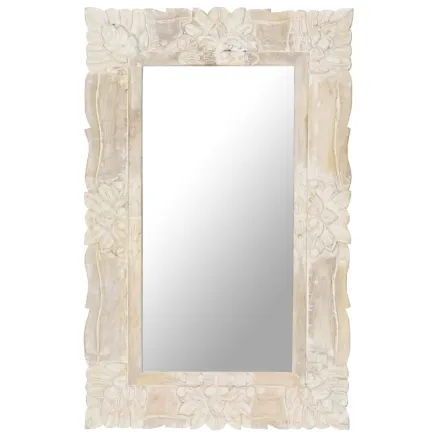 Miroir Blanc 80x50 cm Bois de manguier massif