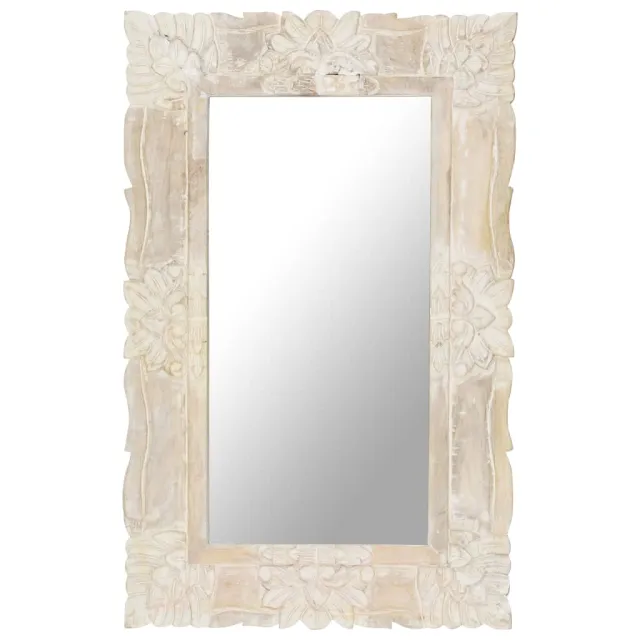 Miroir Blanc 80x50 cm Bois de manguier massif