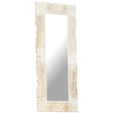 Miroir Blanc 110x50 cm Bois de manguier massif