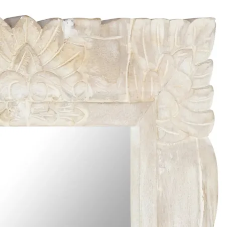 Miroir Blanc 110x50 cm Bois de manguier massif