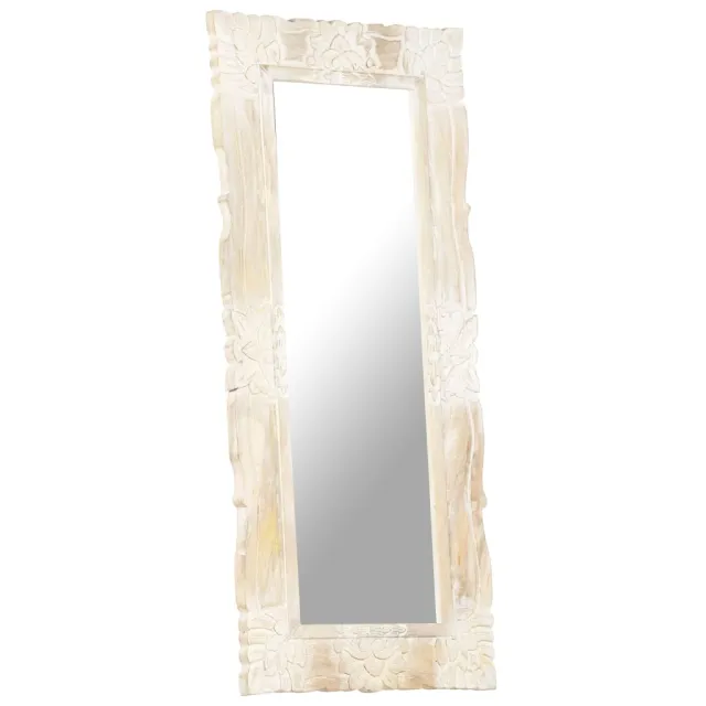 Miroir Blanc 110x50 cm Bois de manguier massif