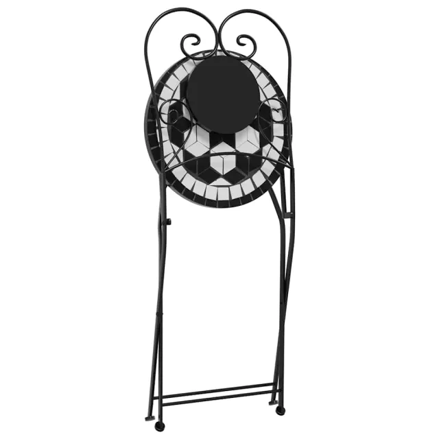 Ensemble de bistro mosaïque noir et blanc fer et céramique