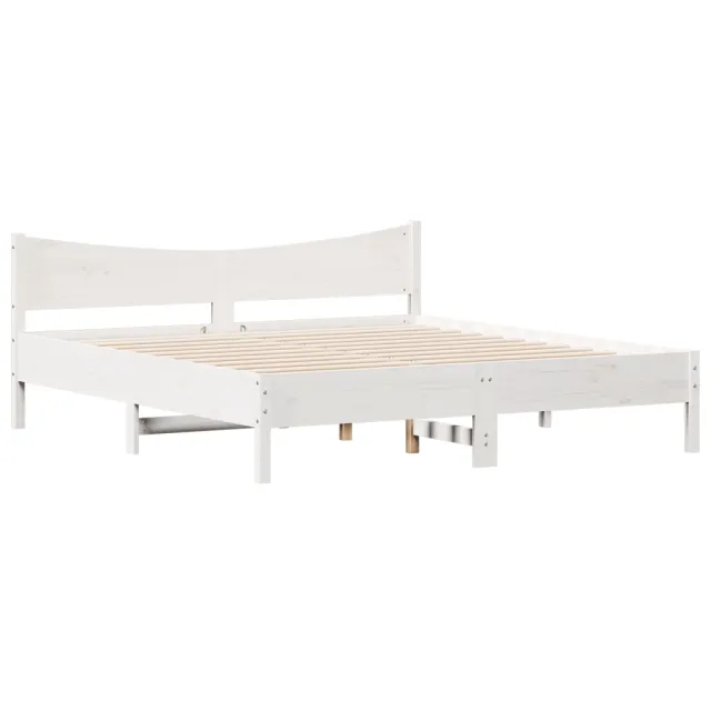 Cadre de lit sans matelas blanc 200x200 cm bois massif de pin