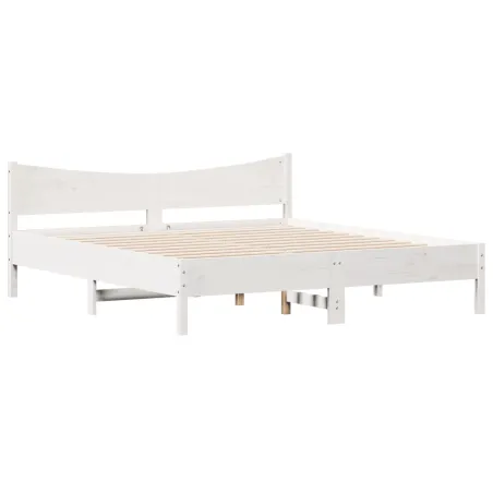 Cadre de lit sans matelas blanc 200x200 cm bois massif de pin