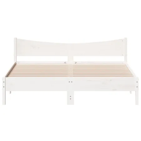 Cadre de lit sans matelas blanc 200x200 cm bois massif de pin