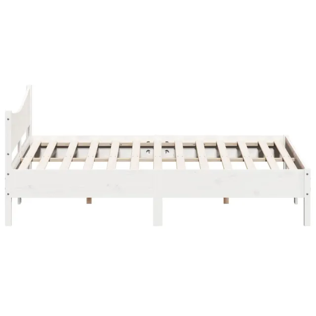 Cadre de lit sans matelas blanc 200x200 cm bois massif de pin
