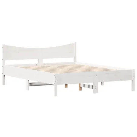 Cadre de lit sans matelas blanc 150x200 cm bois de pin massif