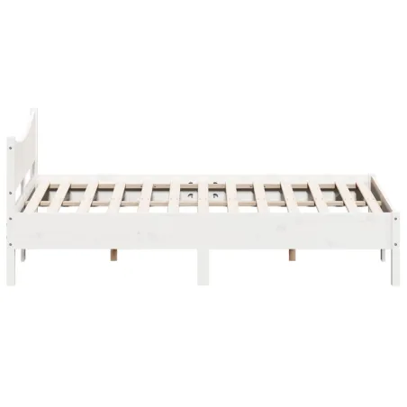 Cadre de lit sans matelas blanc 150x200 cm bois de pin massif