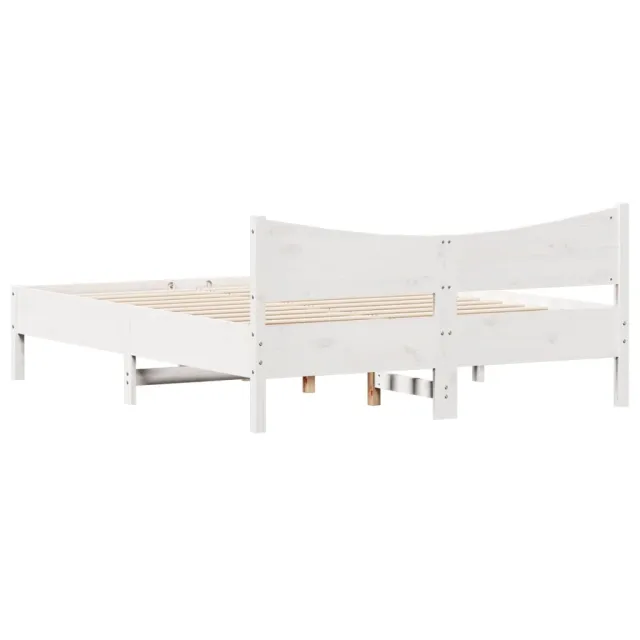 Cadre de lit sans matelas blanc 150x200 cm bois de pin massif