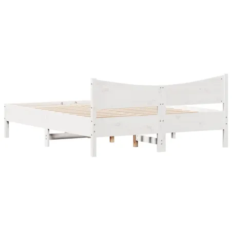 Cadre de lit sans matelas blanc 150x200 cm bois de pin massif