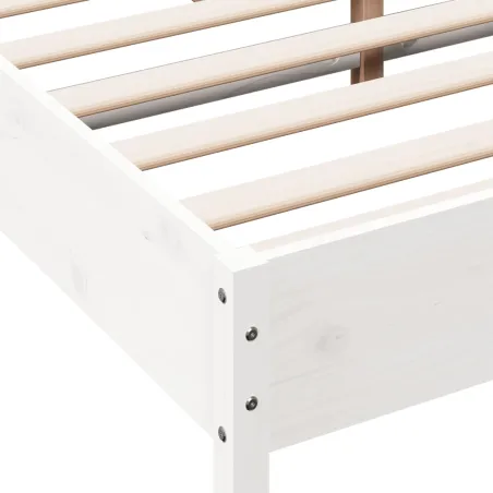 Cadre de lit sans matelas blanc 150x200 cm bois de pin massif