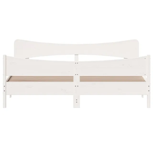 Cadre de lit sans matelas blanc 200x200 cm bois massif de pin