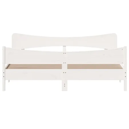Cadre de lit sans matelas blanc 200x200 cm bois massif de pin