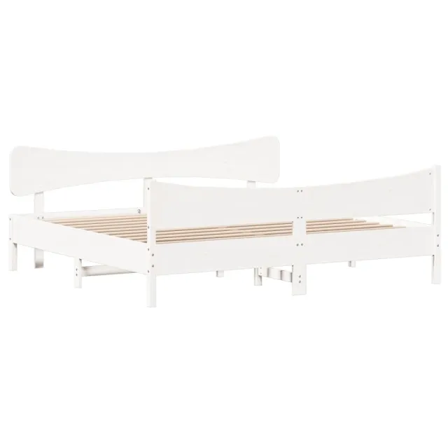 Cadre de lit sans matelas blanc 180x200 cm bois massif de pin