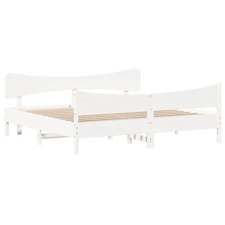 Cadre de lit sans matelas blanc 180x200 cm bois massif de pin