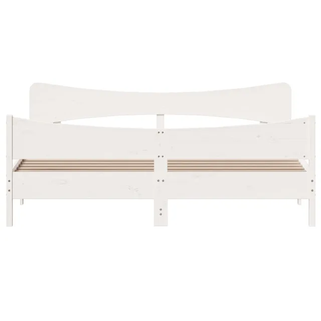 Cadre de lit sans matelas blanc 180x200 cm bois massif de pin