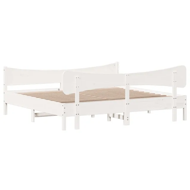 Cadre de lit sans matelas blanc 180x200 cm bois massif de pin