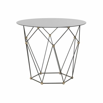 Mesa auxiliar DKD Home Decor Negro Metal Cristal Dorado (70 x 70 x 60