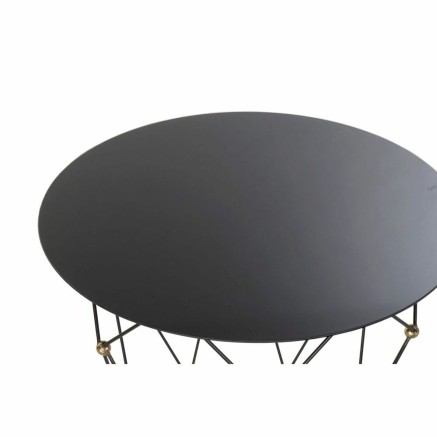 Table d'appoint DKD Home Decor Noir Métal Verre Doré (70 x 70 x 60 c 2