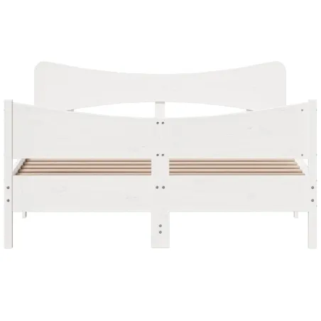 Cadre de lit sans matelas blanc 160x200 cm bois de pin massif