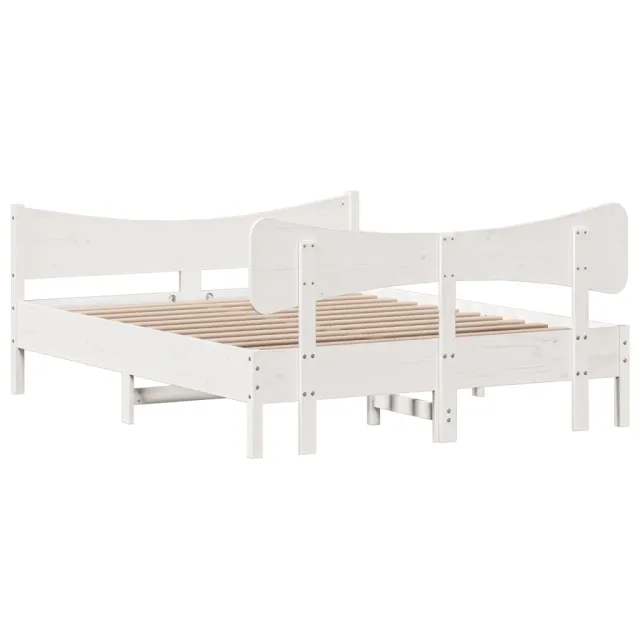 Cadre de lit sans matelas blanc 160x200 cm bois de pin massif