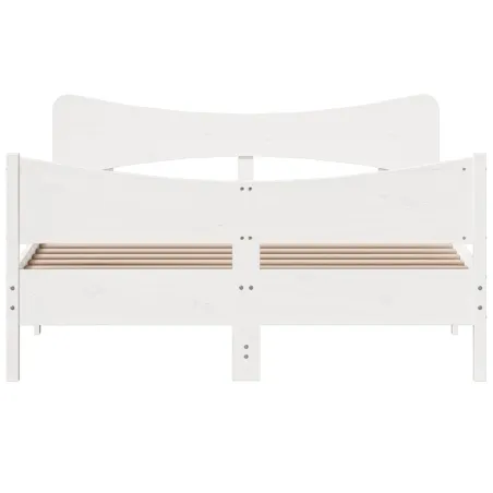 Cadre de lit sans matelas blanc 150x200 cm bois de pin massif