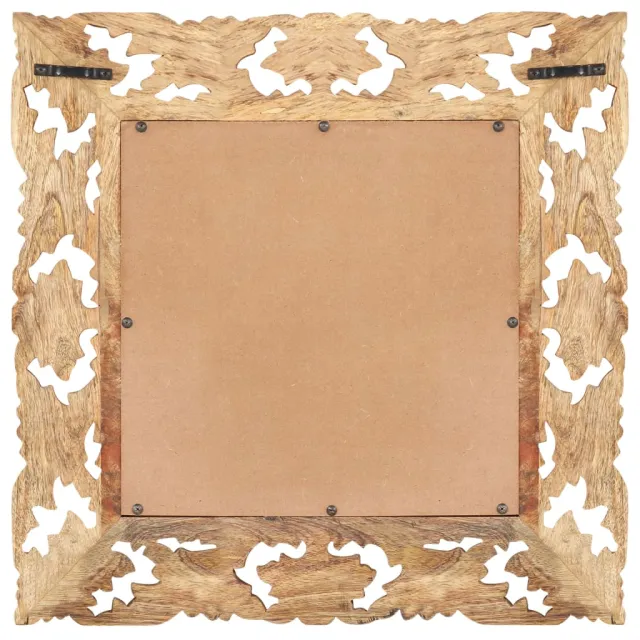 Miroir sculpté à la main Marron 50x50cm Bois de manguier massif