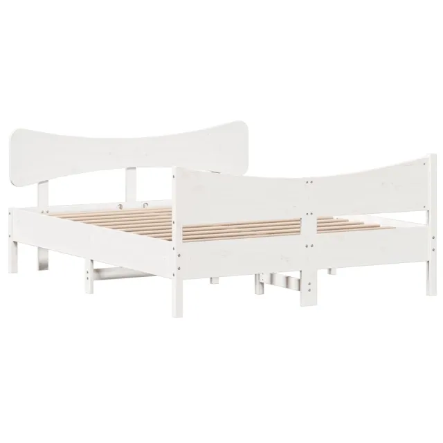 Cadre de lit sans matelas blanc 140x200 cm bois de pin massif