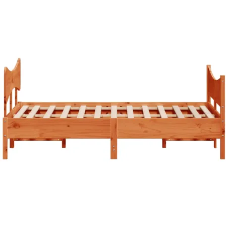 Cadre de lit sans matelas cire marron 140x200cm bois pin massif