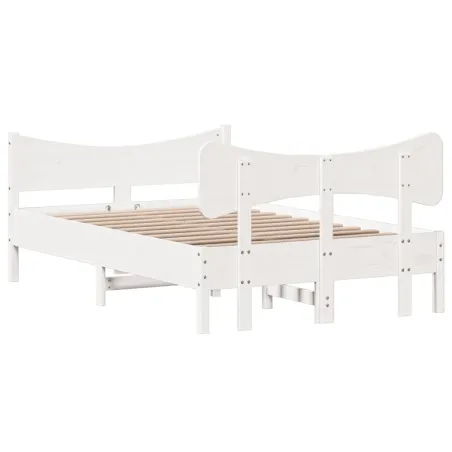 Cadre de lit sans matelas blanc 120x200 cm bois de pin massif