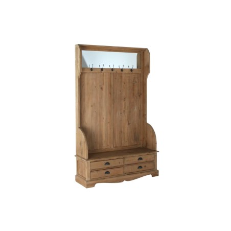 Jassenrek met schap DKD Home Decor Bruin Zwart Pijnboom Spiegel Natuur
