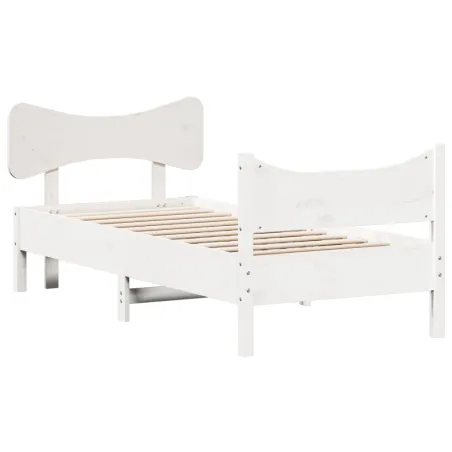 Cadre de lit sans matelas blanc 90x200 cm bois de pin massif