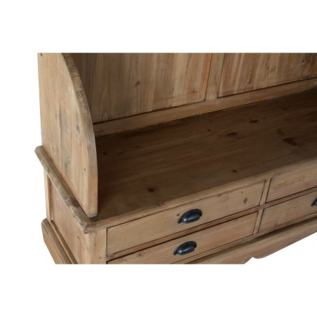 Jassenrek met schap DKD Home Decor Bruin Zwart Pijnboom Spiegel Natuur