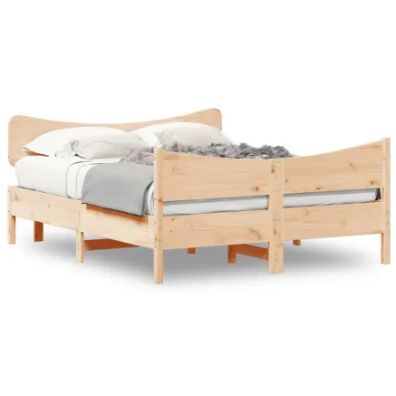 Cadre de lit sans matelas 135x190 cm bois de pin massif 2