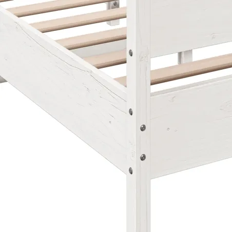 Cadre de lit sans matelas blanc 135x190 cm bois de pin massif