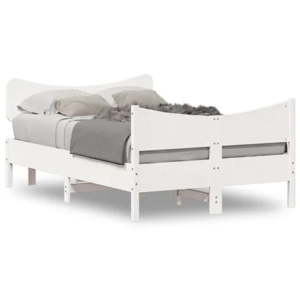 Cadre de lit sans matelas blanc 120x190 cm bois de pin massif 2