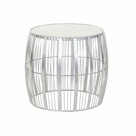 Beistelltisch DKD Home Decor Weiß Marmor Eisen Silberfarben (46 x 46